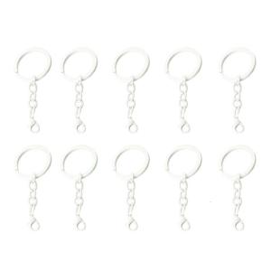 10pcs Assorted Color Metal Key Rings with Chains Keychain Pendant Accessories Fashionable Key Holders for Everyday Use