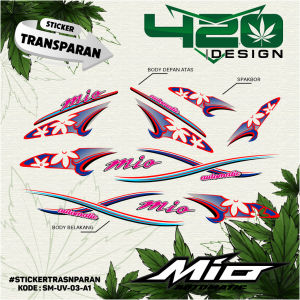 STRIPING STIKER TRANSPARAN YAMAHA MIO SMILE MIO SPORTY TAHUN 2003 SAMPAI 2008 MOTIF BUNGA - KODE SM-UV - 420 Design