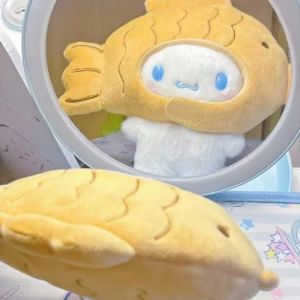 Sanrio Plush Keychain Cute Loppy Crossdressing Taiyaki Penguin Anime Cinnamon Plush Doll Pendant Cartoon Filling Toy Children and Girls Birthday Gift