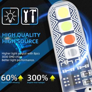 T10 4 Color Strobe Flash Car Interior Indicator Signal Flash Light T10 W5W Led Dome Light Peanut Warning Emergency Bulb 12V Dome Door Parking Light