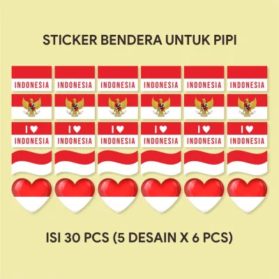 Stiker Pipi HUT RI Bendera Merah Putih / Stiker Kemerdekaan Indonesia isi 30 pcs