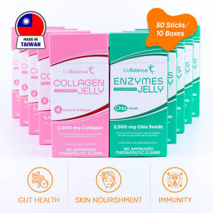 LivBalance Jelly Bundle (25 Each): Glowing Skin Healthy Gut & Strong Immunity (4 Types of Collagen & Digestive Enzymes)