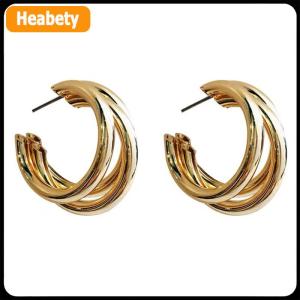 【2-3 days delivery】 1Pair Minimal Design Metal Exaggerated Geometric Ear Stud Earrings For Women Girls Fashion Temperament Jewelry Party Simple Accessories