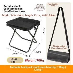 Portable Ultralight Travel Stool Camping Chair Fishing Stool Black Carbon Steel Pocket Foldable