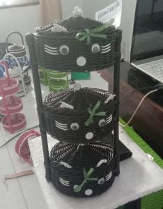 3 Susun rak bumbu Rak 2 susun Rak rotan Keranjang unik Rak Serba guna susun 2 Rak Multifungsi rak bumbu dapur Rak Kosmetik wadah bumbu dapur Rak rotan sintetis Rak Anyaman Rotan Plastik Sintetis