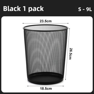 Metal Wastebasket Round Trash Can Black/Silver Mesh Dustbin Wastepaper Cans Rust-Proof Waste Basket For Home/Office