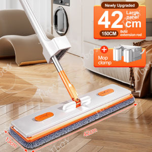 Jbos Mop with Squeezer Self Wash White and Orange Sleek Magic mop Deep Cleaning Map Floor Cleaning