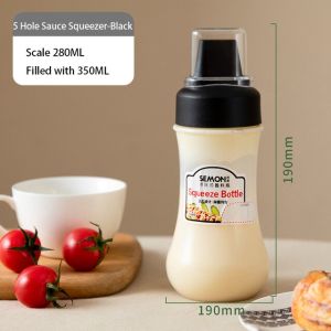 EFHL0357 Botol Dispenser Saos Cuka Minyak Mayonaise 3 Lubang 280ml Bahan Tebal Perlengkapan Dapur