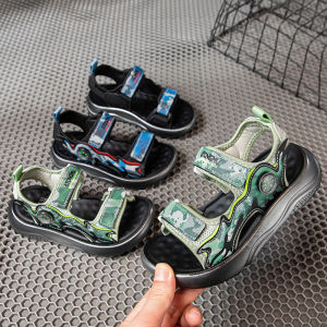 New Trend Kids Sandals Shoes Soft Sole Non-slip Camouflage Boys Sandals School Childrens Shoes Summer Holiday Beach Shoe I05123