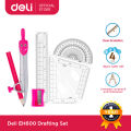 Deli EH600 Drafting Set 4 PCS Ruler Set, Compass with Pencil and Sharpener EH600. 