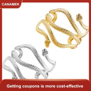 【CANAMEK】 Mở Con Rắn Trên Cánh Tay Bangle Vòng Đeo Tay Có Thể Điều Chỉnh Cánh Tay Cuff Bangle Vòng Đeo Tay Cho Phụ Nữ Đồ Trang Sức Thời Trang