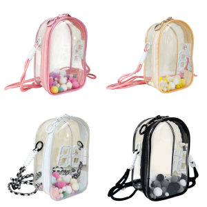 Crossbody Shoulder Bag Clear PVC Organiser Pocket with Adjustable Strap For Toddler Essential Stuffed Toy Pounches