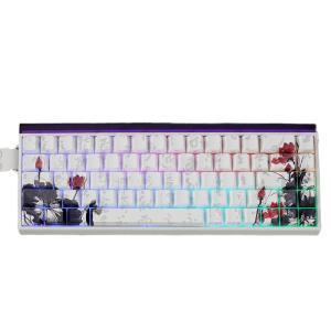 Ergonomic OEM Keycap Set with Plums Flower Theme PBT Construction Dyes Sublimated Graphics for 65% Mechanical Keyboards