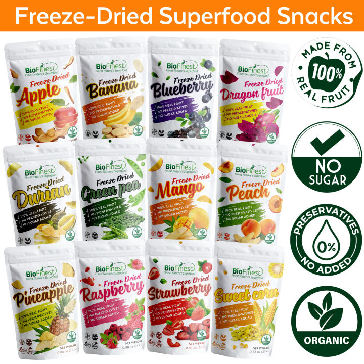Biofinest Organic Freeze Dried Superfood Food Snacks - 100% Pure Fruit ...