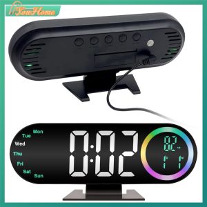 Large Screen LED Desk Clock with Digital Alarm USB Power Modern Electronic Clock for All Ages