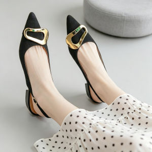 Free Shipping Retro-Style Women’S Sandals 2026 Summer/Autumn New Collection Featuring Metal Buckles Pointed Toes And A Flat Sole With A Back Strap