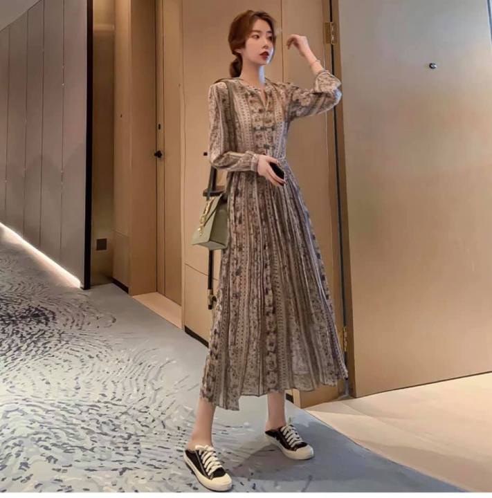 Vintage Inspired Princess Long Linen Custom Pleated Dress 3368 – XiaoLizi
