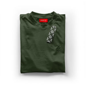 Kaos Basic Polos Hijau Army Sage Green Monogram Motif Logo T-shirt
