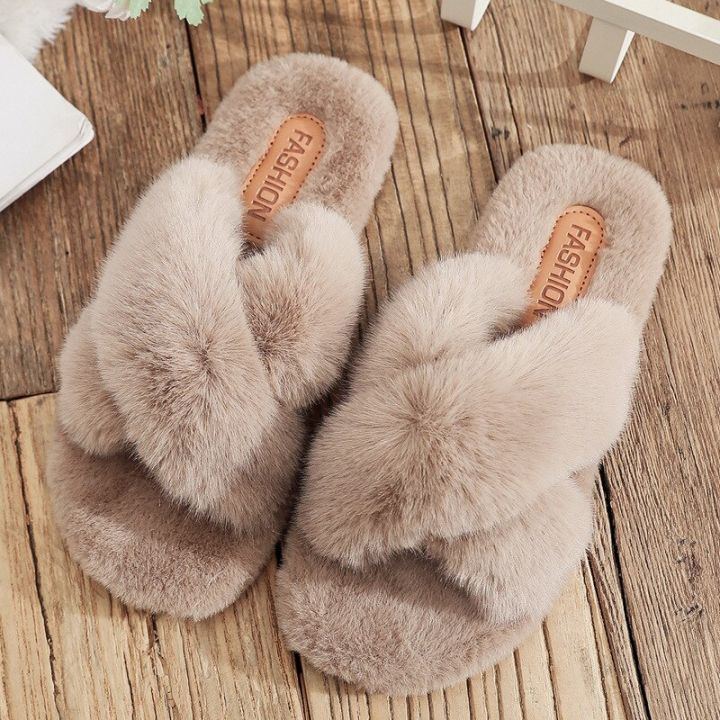 Furry best sale cross slippers