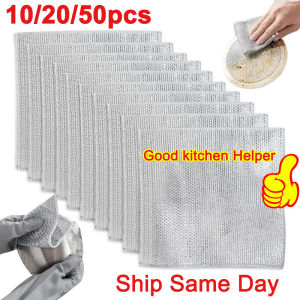 Magic Silver Wire Cleaning Cloth Thickened Non Stick Oil Microfiber Kitchen Dish Washing Towel Steel Wire