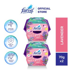 [Bundle of 2] Farcent Scented Gel Diamond Air Freshener - Charcoal/Peach/Lavender/Orange/Lemon (70g)