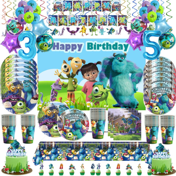 monsters-university-theme-party-disposable-tableware-cup-plate-backdrop