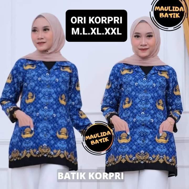 BAJU BATIK SERAGAM KORPRI BAJU PNS BAJU ATASAN WANITA BAJU KANTORAN ...