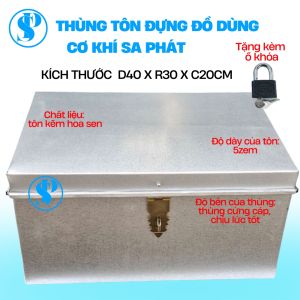 Hòm tôn đựng đồ 40/30/20 cá nhân văn phòng tôn kẽm hoa sen độ dày 5zem