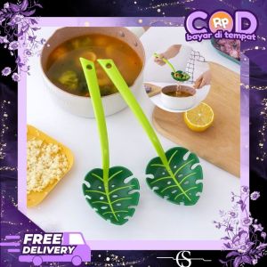 Sendok Saringan Bentuk Daun Hijau / Sendok Saringan Mie Spaghetti Multifungsi Sendok Mie Motif Daun
