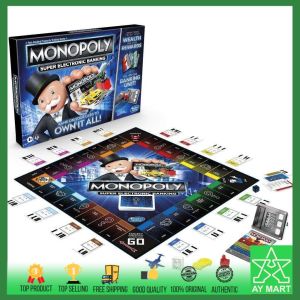 Monopoly Super Electronic Banking Cashless Family Board Game with Electronic Banking Unit Tap-to-Pay Cards Upgraded Properties and Fast-Paced Modern Gameplay
