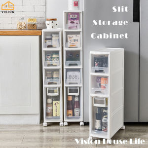 Vision Drawer Type Storage Cabinet Bathroom Toilet Slit Storage Rack Floor-standing Narrow Slit Cabinet Kitchen Crevice Storage Cabinet Multi-layer Gap Storage Rack