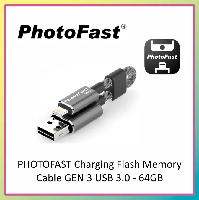 PHOTOFAST Charging Flash Memory Cable GEN 3 1M USB 3.0 w/Adaptor 64GB