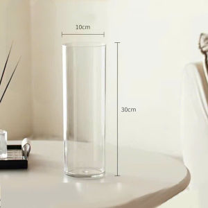 Binh Bông Lọ Hoa Thuỷ Tinh Ống Trụ Tròn D10cm x H30cm Trang Trí  Decor D1030