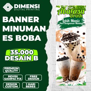 Standing banner es boba drink / banner spanduk boba / spanduk plus tiang / banner spanduk custom