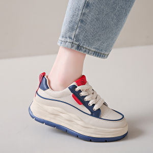 Giày Nữ Độn Cao Bánh Xốp Đế Dày Giày Trắng Đế Mềm Mẫu Mới Giày Trượt Ván Thường Ngày Thể Thao Thích Hợp Dễ Phối