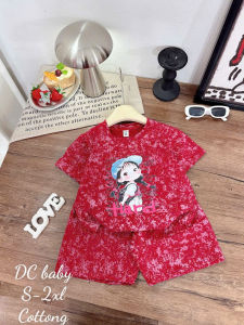 Bộ cotton cộc tay mùa hè dành cho bé gái mềm mát in 3d siêu đẹp sẵn 4 màu dễ thương 4-15kg