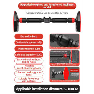 Adjustable Door Pull Up Bar Push Up Sit-ups Bar 160CM Adjustable Horizontal Bar Heavy Steel Muscle Training Equipment Chin Up Bar Home Exercise Fitness Workout Pull Up Bar