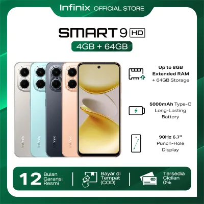 Infinix Smart 9 HD 4/64 – Up to 8 GB Extended RAM - 6.7 90Hz Punch Hole Display  - 5000mAh