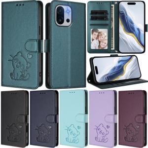 Cute Cat Leather Flip Wallet Phone Case For OnePlus 13T 13R 12R 11R 10T Nord N10 5G Ace 2 Pro 5G Nord CE2 Ace 5 Pro 5G Card Slots Wrist Strap Cover Bag