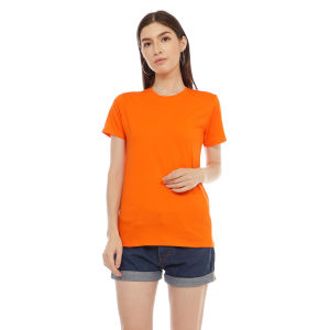 Kaos Polos Wanita Slim Fit Oneck Lengan Pendek Bahan Katun Combed 30s Orange