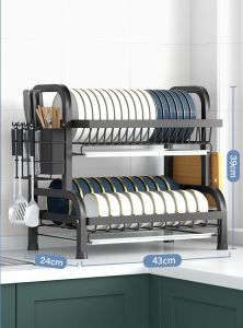 （COD) Rak Piring Stainless Rak Cuci Piring Rak Piring Wastafel Dapur Kuat