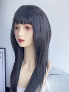 Korean Layered Wig For Women Long Straight Wigs With Air Bangs Full Head Wig Hair Extensions