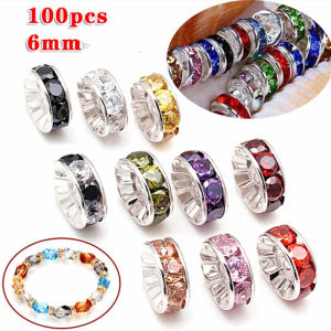 [Ilovediy] 100 cái hạt cườm kim loại bạc mặt sóng 6mm Phụ kiện tự làm pha lê Rhinestone quyến rũ Vòng tay bông tai vòng cổ Phụ kiện làm đồ trang sức