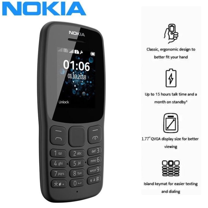 Basic Mobile phone for nokia 106 Dual Sim With Camera 1.77TFT Display ...