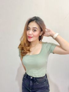 Kaos T-shirt crop top murah / crop top korea leher U Bisa COd