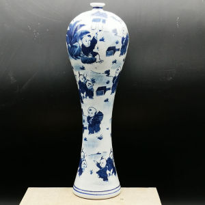 34CM แจกันเซรามิคโบราณแจกันตกแต่งเครื่องลายครามจีนราชวงศ์เครื่องประดับแจกันดอกไม้เซรามิคหม้อ Jingdezhen แจกันพอร์ซเลนของขวัญวันคริสต์มาส