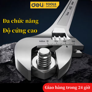 Deli Mỏ lết Thép trắng đủ - Mỏ lết siết mở ốc bằng thép CRV Không Gỉ Chất Lượng Cao