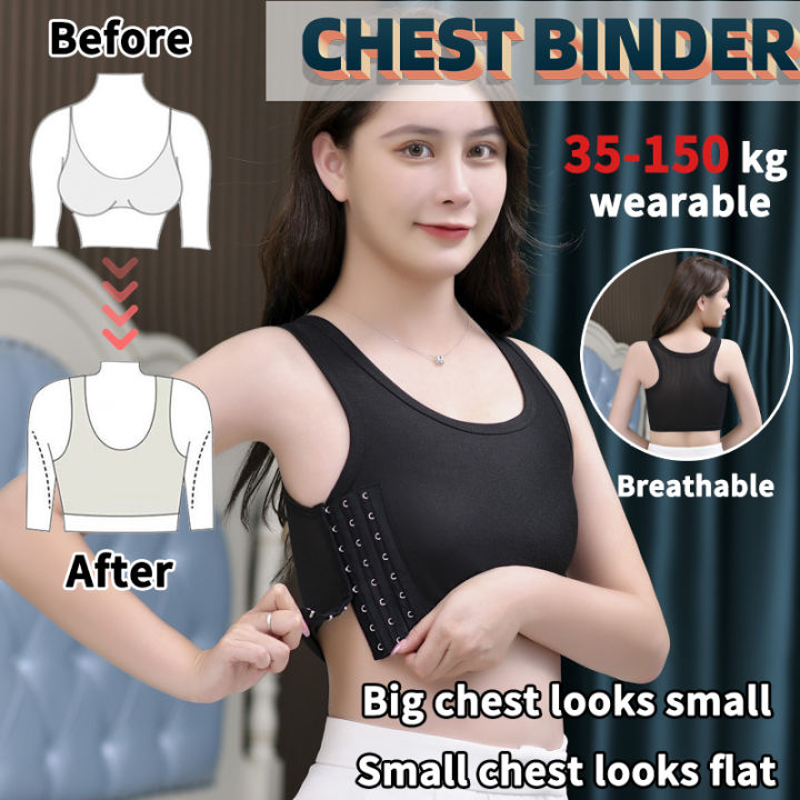 Chest binder breast binder binder for lesbian Solid Color 3-Row Buckle  Breathable Elastic Breast Binder Quick Dry Trans Shapewear Tomboy Vest  Women Les Underwear
