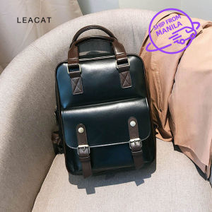 Leacat women Anti-Theft Backpack PU leather waterproof Student School Bag Retro Laptop Backpack