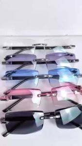 Rimless Anti-Radiation Sunglasses for Men Women Fashion Rectangle Sun Glasses Shades #802